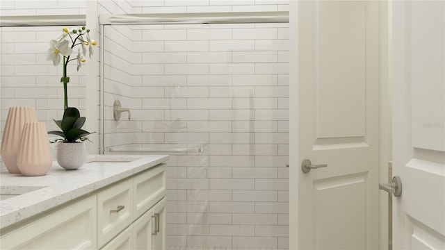 8434 Course Br, New Port Richey, FL 34655 - bathroom featuring a tile shower and double vanity