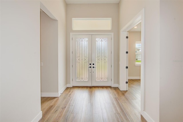 8717 Sanders Tree Loop, Wesley Chapel, FL 33545 - entrance foyer featuring light wood-style flooring and french doors