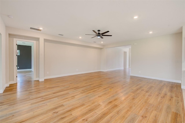 8717 Sanders Tree Loop, Wesley Chapel, FL 33545 - unfurnished room with light wood-type flooring, ceiling fan, and recessed lighting