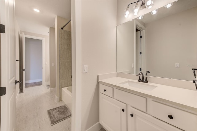 8717 Sanders Tree Loop, Wesley Chapel, FL 33545 - full bath featuring vanity, tile patterned floors, and tub / shower combination