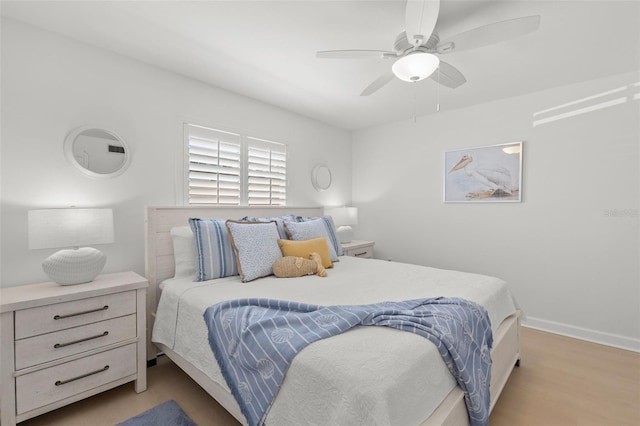 10280 Gulf Blvd Unit 12, Treasure Island, FL 33706 - bedroom with light wood-style flooring and a ceiling fan