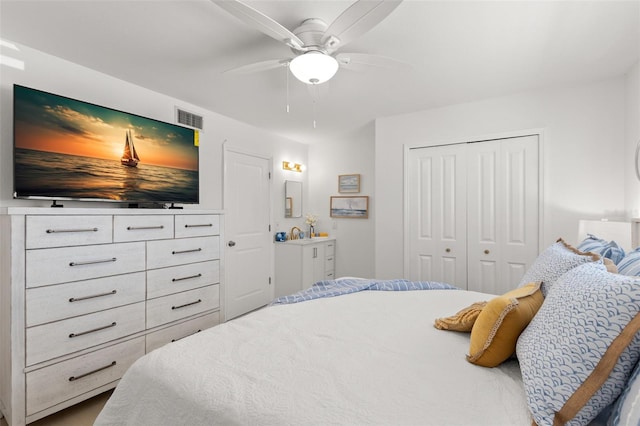 10280 Gulf Blvd Unit 12, Treasure Island, FL 33706 - bedroom with a closet and ceiling fan