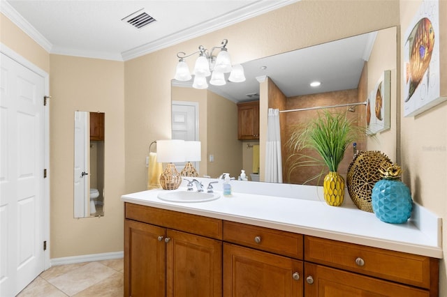 3805 Gulf Blvd Unit 401, St Pete Beach, FL 33706 - full bath with crown molding, vanity, curtained shower, and tile patterned floors