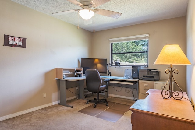 2421 Eagle Chase Dr, Palm Harbor, FL 34683 - carpeted home office with ceiling fan and a textured ceiling