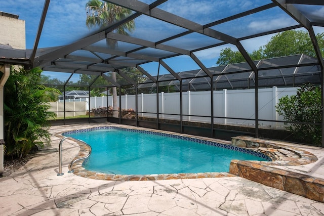 2421 Eagle Chase Dr, Palm Harbor, FL 34683 - view of pool with a fenced backyard, a patio area, and a lanai