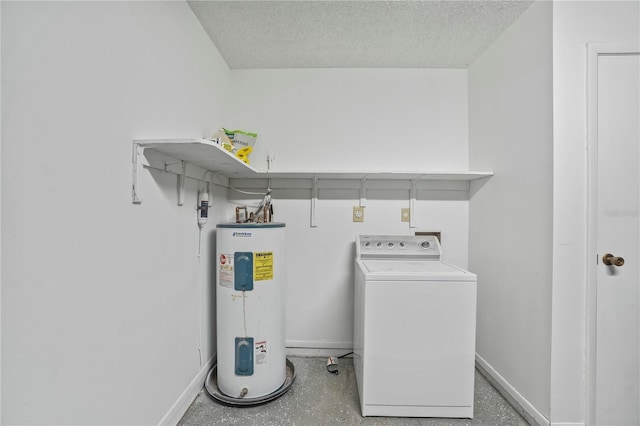 7108 14th Ave NW, Bradenton, FL 34209 - washroom with washer / dryer, water heater, and a textured ceiling