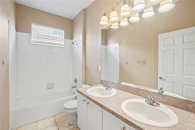 11810 Holly Creek Dr, Riverview, FL 33569 - bathroom featuring double vanity, tile patterned flooring, and bathtub / shower combination