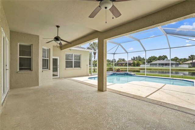 11810 Holly Creek Dr, Riverview, FL 33569 - swimming pool featuring ceiling fan, a patio, and a lanai