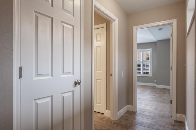 3298 Covered Bridge Dr W, Dunedin, FL 34698 - hallway with wood finished floors and baseboards