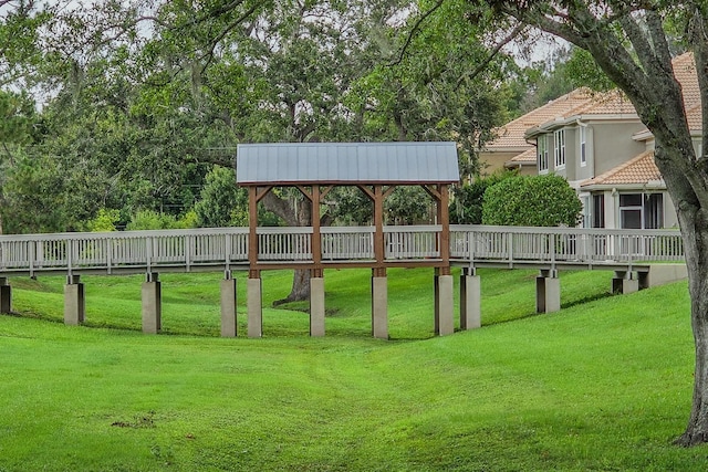 3298 Covered Bridge Dr W, Dunedin, FL 34698 - view of grassy yard with a gazebo