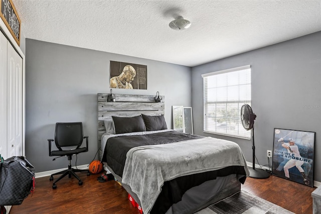 1811 Palm Warbler Ln, Ruskin, FL 33570 - bedroom featuring wood finished floors, a closet, and a textured ceiling