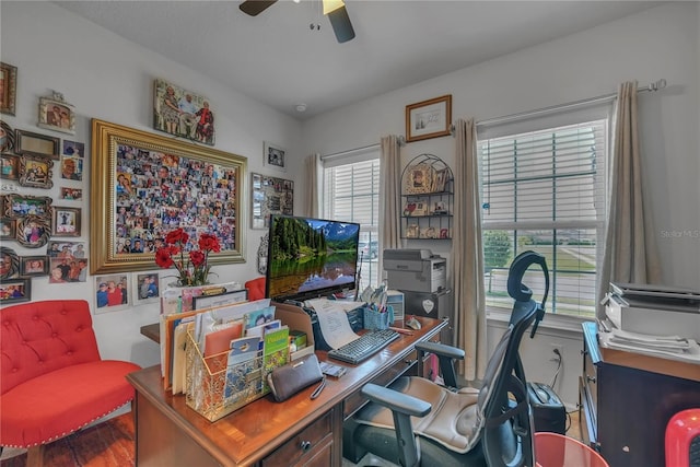 289 Siesta Vista Ct, Davenport, FL 33896 - office space featuring ceiling fan and wood finished floors