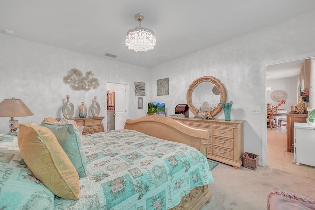289 Siesta Vista Ct, Davenport, FL 33896 - bedroom featuring a chandelier and light carpet