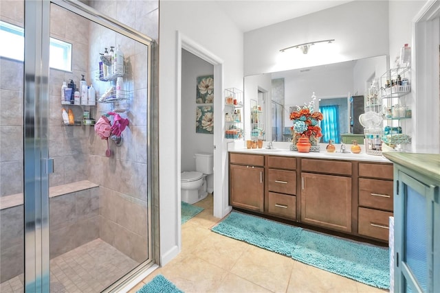 289 Siesta Vista Ct, Davenport, FL 33896 - full bathroom with double vanity, tile patterned floors, and a stall shower