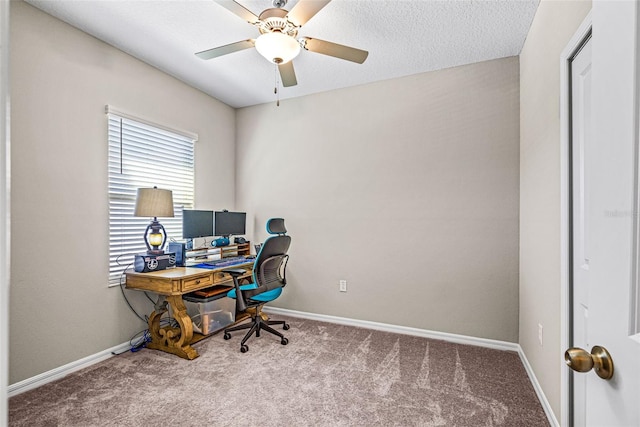 31945 Blue Passing Loop, Wesley Chapel, FL 33545 - carpeted home office featuring baseboards and ceiling fan