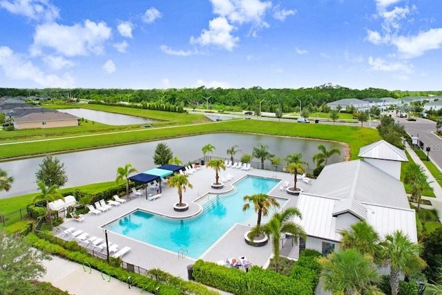 11809 Catawba Cv, Parrish, FL 34219 - community pool featuring a water view and a patio area