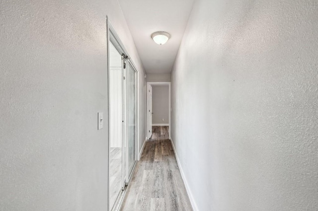 38323 11th Ave, Zephyrhills, FL 33542 - hallway featuring light wood-style flooring and a barn door