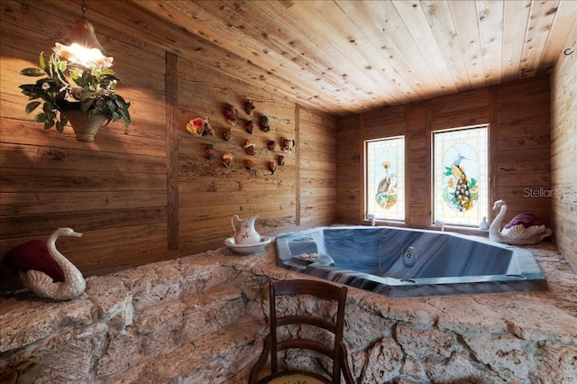 935 Ranch Rd, Tarpon Springs, FL 34688 - misc room with wooden ceiling and wood walls