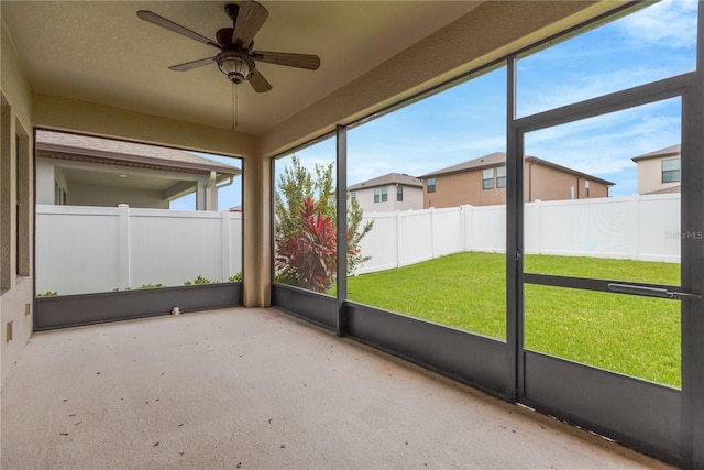 12828 Satin Lily Dr, Riverview, FL 33579 - unfurnished sunroom with ceiling fan