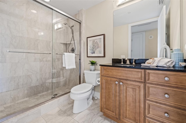 400 Beach Dr NE Unit 2301, Saint Petersburg, FL 33701 - full bathroom with a shower stall, vanity, and marble finish flooring