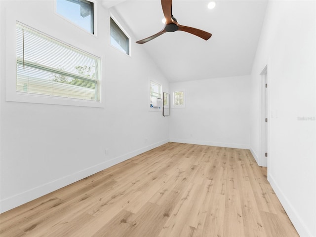 960 65th St S, Saint Petersburg, FL 33707 - empty room featuring lofted ceiling, light wood-type flooring, and ceiling fan