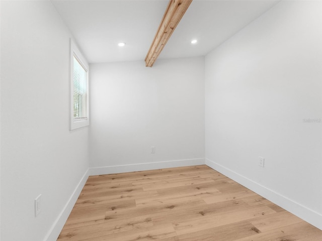 960 65th St S, Saint Petersburg, FL 33707 - spare room with light wood-style floors, recessed lighting, and beamed ceiling