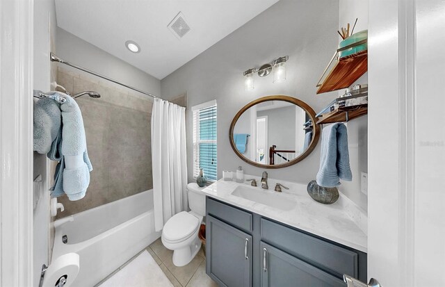 6545 Simone Shores Cir, Apollo Beach, FL 33572 - bathroom with vanity, tile patterned floors, and shower / tub combo