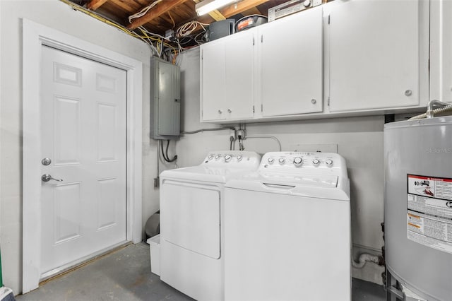 7950 Causeway Blvd N, Saint Petersburg, FL 33707 - laundry room with cabinet space, water heater, washing machine and clothes dryer, and electric panel
