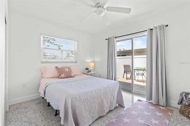 7950 Causeway Blvd N, Saint Petersburg, FL 33707 - bedroom with access to exterior and a ceiling fan