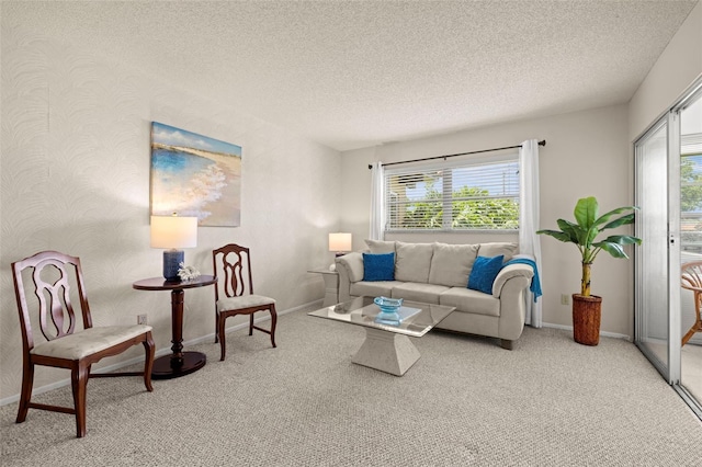 1701 Pinehurst Rd Unit 18D, Dunedin, FL 34698 - carpeted living room featuring plenty of natural light and a textured ceiling