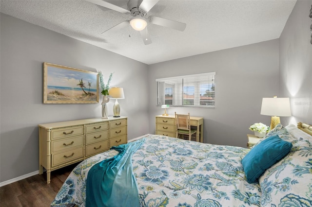 1701 Pinehurst Rd Unit 18D, Dunedin, FL 34698 - bedroom featuring wood finished floors, a textured ceiling, and ceiling fan