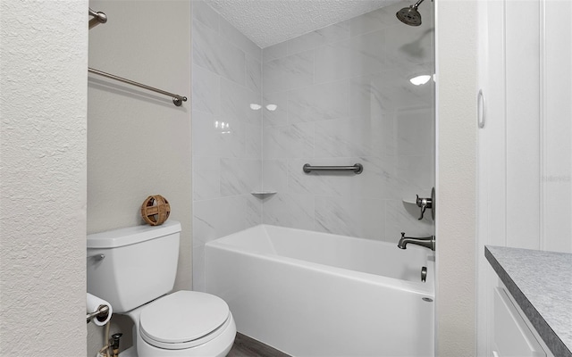 2614 W Idlewild Ave, Tampa, FL 33614 - bathroom featuring  shower combination, a textured ceiling, vanity, and a textured wall