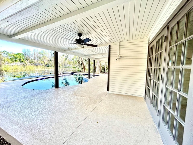 17017 Paula Ln, Lutz, FL 33558 - swimming pool with a patio and a ceiling fan