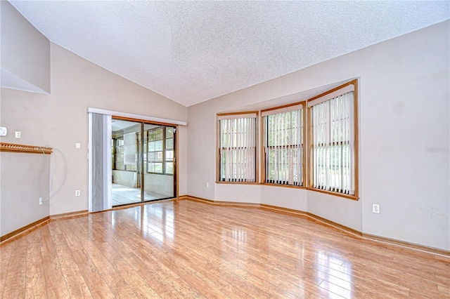 11070 Tilburg St, Spring Hill, FL 34608 - empty room featuring a textured ceiling, hardwood / wood-style flooring, and lofted ceiling