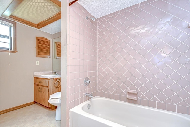 11070 Tilburg St, Spring Hill, FL 34608 - full bathroom with vanity, shower / washtub combination, a textured ceiling, and tile patterned flooring