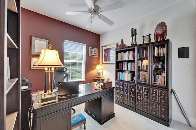 5642 Simonton St, Bradenton, FL 34203 - home office with ceiling fan and carpet flooring