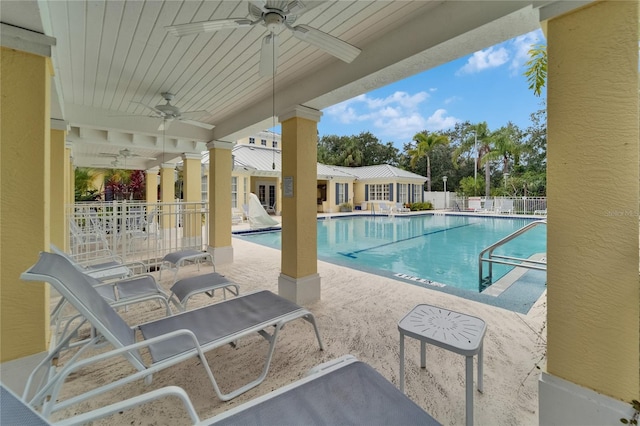 5642 Simonton St, Bradenton, FL 34203 - community pool with ceiling fan and a patio
