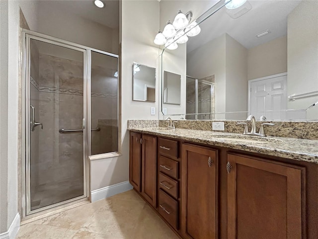 2802 Devonoak Blvd, Land O Lakes, FL 34638 - full bath featuring a shower stall and double vanity