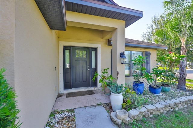 12218 Avondale Oak Pl, Riverview, FL 33578 - doorway to property featuring stucco siding
