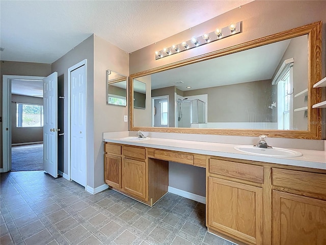 4222 Trumpworth Ct, Valrico, FL 33596 - bathroom with double vanity and an enclosed shower