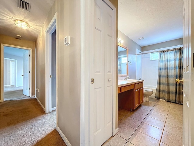 4222 Trumpworth Ct, Valrico, FL 33596 - bathroom with a textured ceiling, vanity, and tile patterned flooring