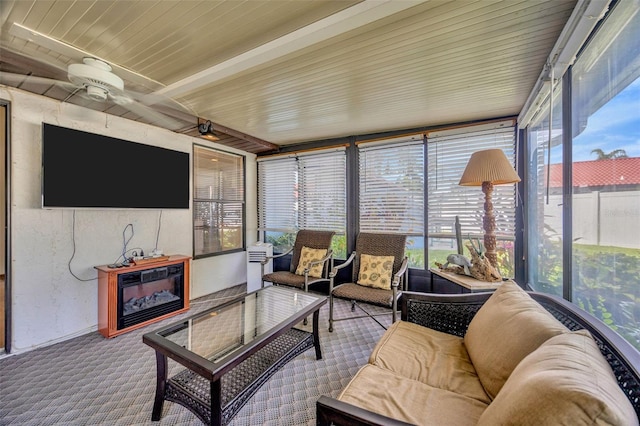 3302 69th St W, Bradenton, FL 34209 - sunroom with an outdoor living space and a ceiling fan