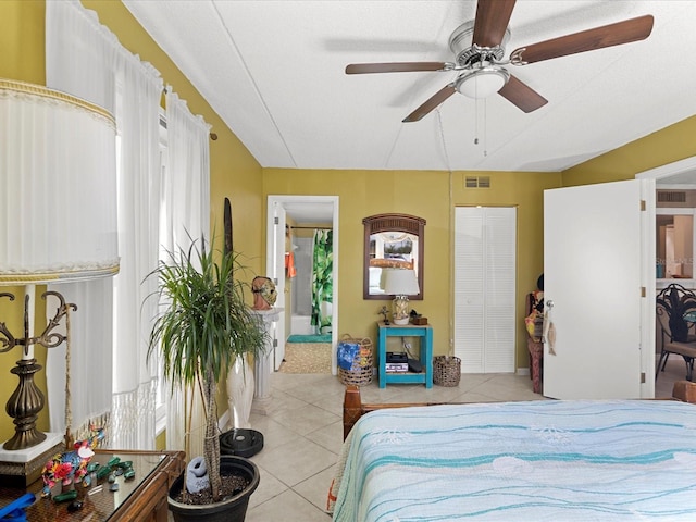 464 N Paula Dr Unit 106, Dunedin, FL 34698 - bedroom featuring light tile patterned floors and a ceiling fan