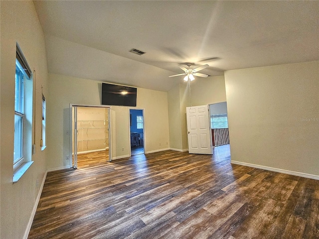 10928 Echo Loop, New Port Richey, FL 34654 - spare room with vaulted ceiling, wood finished floors, ceiling fan, and healthy amount of natural light