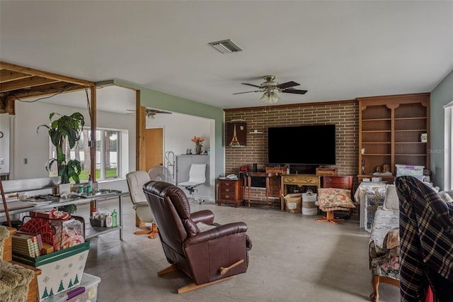 19410 N 41st Hwy, Lutz, FL 33548 - living room featuring a ceiling fan and concrete floors