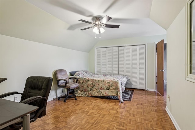 19410 N 41st Hwy, Lutz, FL 33548 - bedroom with vaulted ceiling, a closet, and ceiling fan