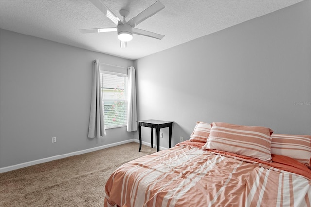 4715 Barnstead Dr, Riverview, FL 33578 - bedroom with carpet flooring, a textured ceiling, and ceiling fan