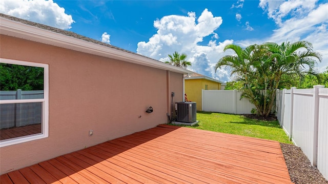 3051 27th Ct E, Palmetto, FL 34221 - wooden deck with a fenced backyard