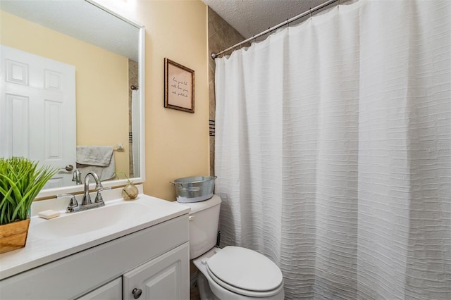6101 Broken Arrow Dr, New Port Richey, FL 34653 - bathroom with a textured ceiling, vanity, and curtained shower