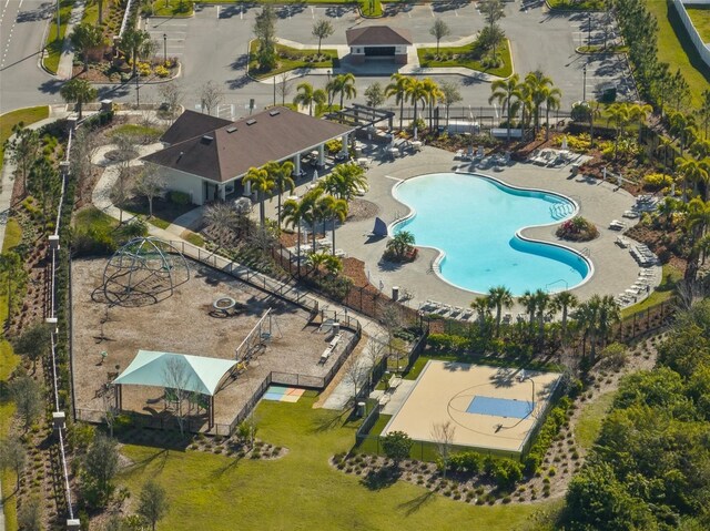 11829 Brighton Knoll Loop, Riverview, FL 33579 - aerial view of property's location featuring a pool area